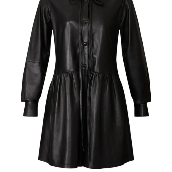 Rebecca Taylor Vegan Leather Romper Black Button Up Zip One Piece Size 10 - Picture 3 of 8